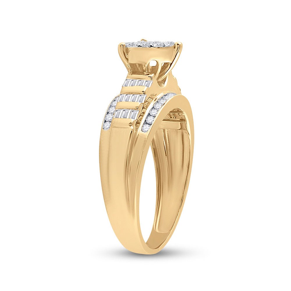 10K Yellow Gold Round Diamond Heart Ring 1/2 Cttw - Splendid Jewellery