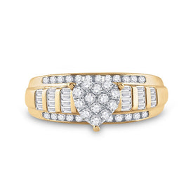 10K Yellow Gold Round Diamond Heart Ring 1/2 Cttw - Splendid Jewellery