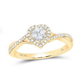 10K Yellow Gold Round Diamond Heart Ring 1/3 Cttw - Splendid Jewellery