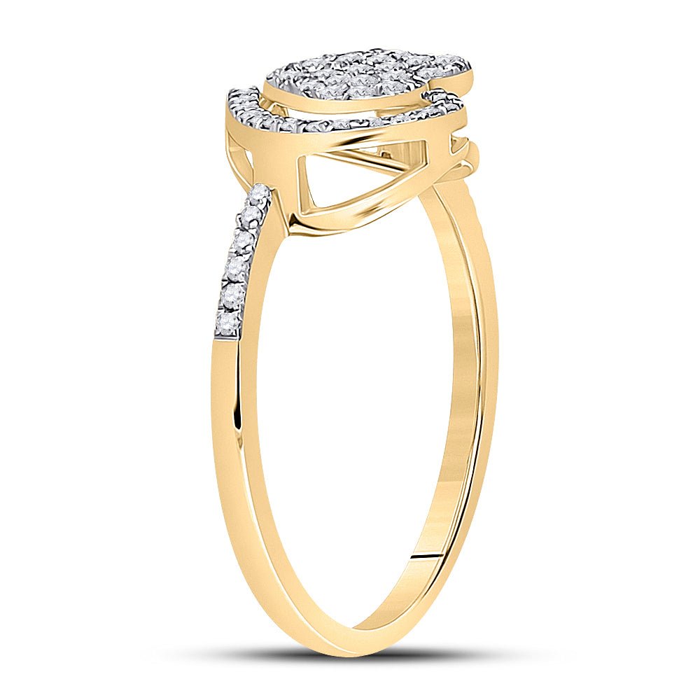 10K Yellow Gold Round Diamond Heart Ring 1/5 Cttw - Splendid Jewellery