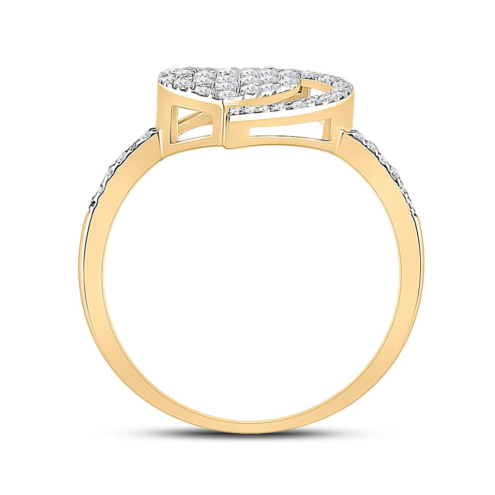 10K Yellow Gold Round Diamond Heart Ring 1/5 Cttw - Splendid Jewellery