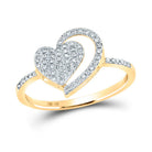10K Yellow Gold Round Diamond Heart Ring 1/5 Cttw - Splendid Jewellery