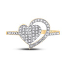 10K Yellow Gold Round Diamond Heart Ring 1/5 Cttw - Splendid Jewellery