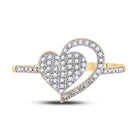 10K Yellow Gold Round Diamond Heart Ring 1/5 Cttw - Splendid Jewellery