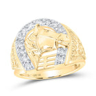 10K Yellow Gold Round Diamond Horseshoe Mens Ring 1/2 Cttw - Splendid Jewellery