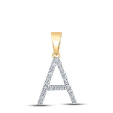Load image into Gallery viewer, 10k Yellow Gold Round Diamond Initial A Letter Pendant 1/5 Cttw - Side View