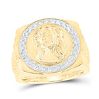 10K Yellow Gold Round Diamond Jesus Face Mens Ring 1/2 Cttw - Splendid Jewellery