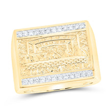 Load image into Gallery viewer, 10K Yellow Gold Round Diamond Last Supper Mens Ring 1/3 Cttw - Splendid Jewellery