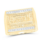 10K Yellow Gold Round Diamond Last Supper Mens Ring 1/3 Cttw - Splendid Jewellery