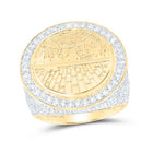 10K Yellow Gold Round Diamond Last Supper Mens Ring 2 3/8 Cttw - Splendid Jewellery
