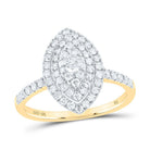 10K Yellow Gold Round Diamond Marquise Ring 3/4 Cttw - Splendid Jewellery