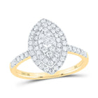 10K Yellow Gold Round Diamond Marquise Ring 3/4 Cttw - Splendid Jewellery