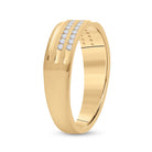 10K Yellow Gold Round Diamond Men's 2 Row Wedding Anniversary Band Ring 1/4 Cttw - Splendid Jewellery