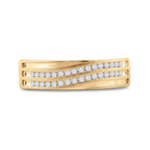 10K Yellow Gold Round Diamond Men's 2 Row Wedding Anniversary Band Ring 1/4 Cttw - Splendid Jewellery