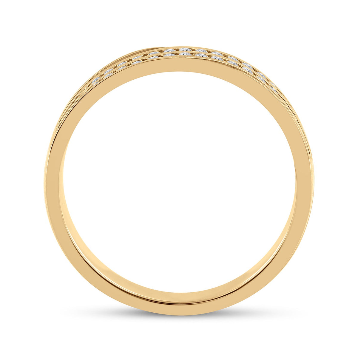10K Yellow Gold Round Diamond Men's 2 Row Wedding Anniversary Band Ring 1/4 Cttw - Splendid Jewellery