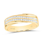 10K Yellow Gold Round Diamond Men's 2 Row Wedding Anniversary Band Ring 1/4 Cttw - Splendid Jewellery