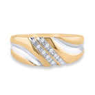 10K Yellow Gold Round Diamond Men's 2 Tone Wedding Anniversary Band Ring 1/8 Cttw - Splendid Jewellery