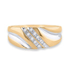 10K Yellow Gold Round Diamond Men's 2 Tone Wedding Anniversary Band Ring 1/8 Cttw - Splendid Jewellery
