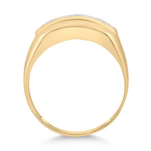 Load image into Gallery viewer, 10K Yellow Gold Round Diamond Mens 3 - Stone Two - Tone Wedding Band Ring 1/10 Cttw - Splendid Jewellery