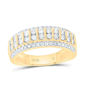 10K Yellow Gold Round Diamond Mens Band 1 Cttw - Splendid Jewellery
