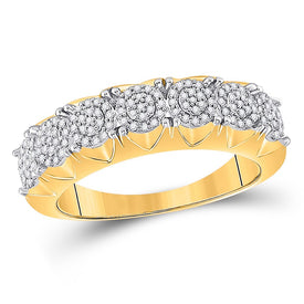 10K Yellow Gold Round Diamond Mens Band 1/3 Cttw - Splendid Jewellery