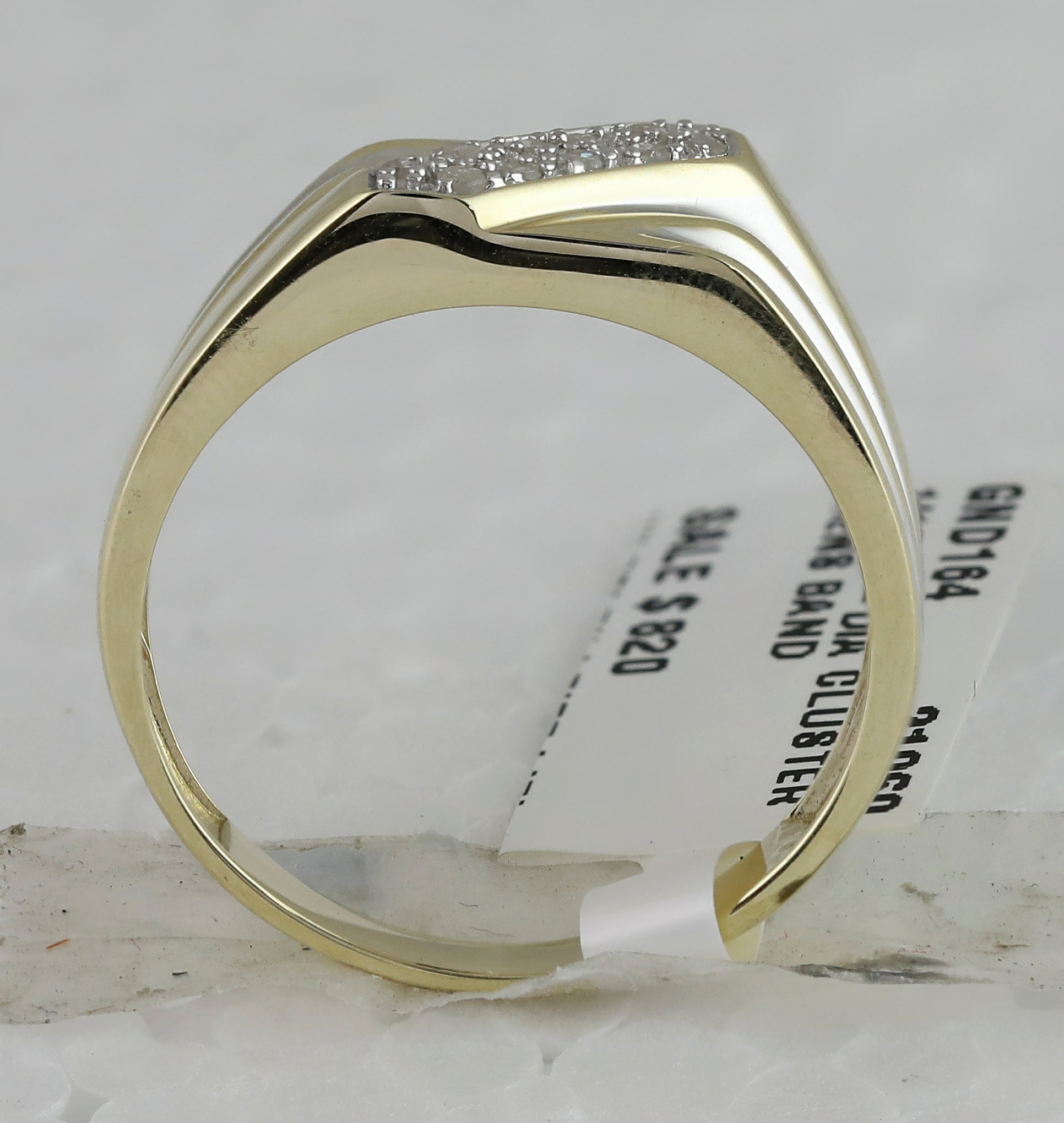 10K Yellow Gold Round Diamond Mens Band Ring 1/10 Cttw - Splendid Jewellery