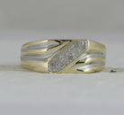 10K Yellow Gold Round Diamond Mens Band Ring 1/10 Cttw - Splendid Jewellery