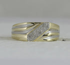 10K Yellow Gold Round Diamond Mens Band Ring 1/10 Cttw - Splendid Jewellery