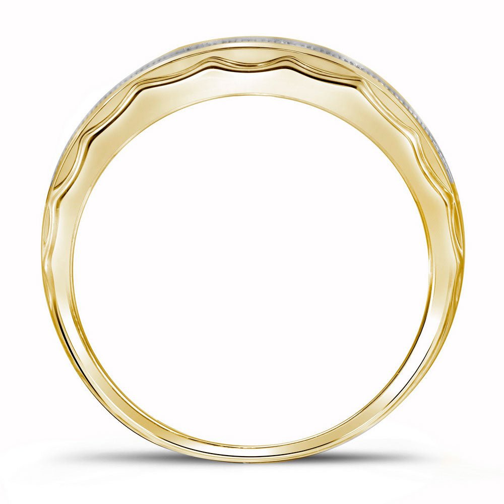 10K Yellow Gold Round Diamond Men's Band Ring 1/5 Cttw - Splendid Jewellery