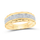 10K Yellow Gold Round Diamond Men's Band Ring 1/5 Cttw - Splendid Jewellery