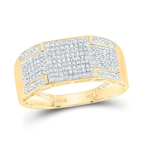 10K Yellow Gold Round Diamond Mens Band Ring 3/8 Cttw - Splendid Jewellery