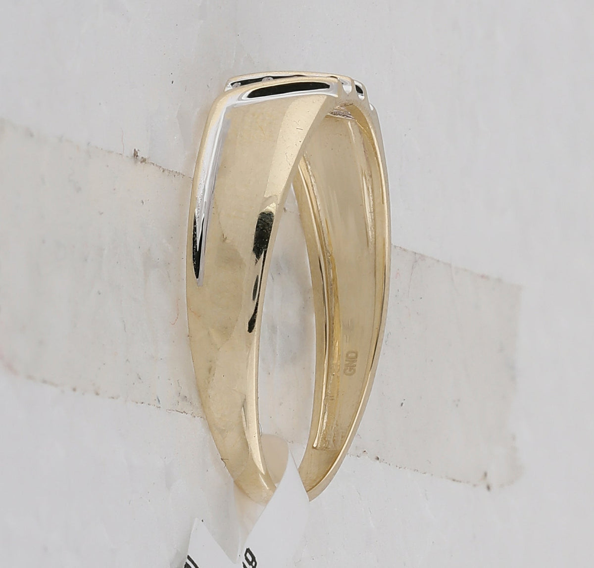 10K Yellow Gold Round Diamond Men's Channel Set Diagonal Triple Row Wedding Band - Splendid Jewellery