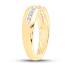 10K Yellow Gold Round Diamond Men's Channel Set Triple Row Wedding Band Ring 1/8 Cttw - Splendid Jewellery