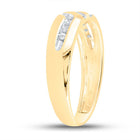 10K Yellow Gold Round Diamond Men's Channel Set Triple Row Wedding Band Ring 1/8 Cttw - Splendid Jewellery