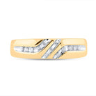 10K Yellow Gold Round Diamond Men's Channel Set Triple Row Wedding Band Ring 1/8 Cttw - Splendid Jewellery