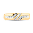 10K Yellow Gold Round Diamond Men's Channel Set Triple Row Wedding Band Ring 1/8 Cttw - Splendid Jewellery