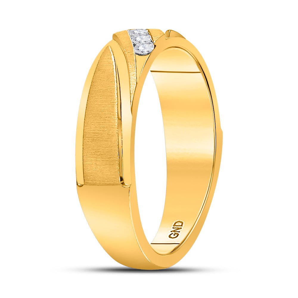 10K Yellow Gold Round Diamond Men's Channel Set Wedding Anniversary Band Ring 1/6 Cttw - Splendid Jewellery