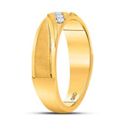 10K Yellow Gold Round Diamond Men's Channel Set Wedding Anniversary Band Ring 1/6 Cttw - Splendid Jewellery
