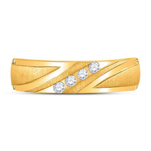 Load image into Gallery viewer, 10K Yellow Gold Round Diamond Men's Channel Set Wedding Anniversary Band Ring 1/6 Cttw - Splendid Jewellery