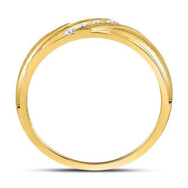 10K Yellow Gold Round Diamond Men's Channel Set Wedding Anniversary Band Ring 1/6 Cttw - Splendid Jewellery