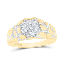 Load image into Gallery viewer, 10K Yellow Gold Round Diamond Mens Cluster Nugget Band Ring 1/20 Cttw - Splendid Jewellery