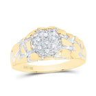 10K Yellow Gold Round Diamond Mens Cluster Nugget Band Ring 1/20 Cttw - Splendid Jewellery