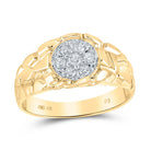 10K Yellow Gold Round Diamond Mens Cluster Nugget Band Ring 1/4 Cttw - Splendid Jewellery