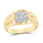 10K Yellow Gold Round Diamond Mens Cluster Nugget Band Ring 1/4 Cttw - Splendid Jewellery