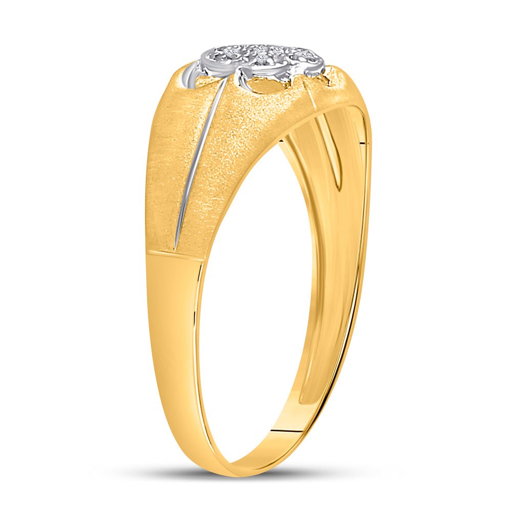 10K Yellow Gold Round Diamond Mens Cluster Ring . 0.02 Cttw - Splendid Jewellery