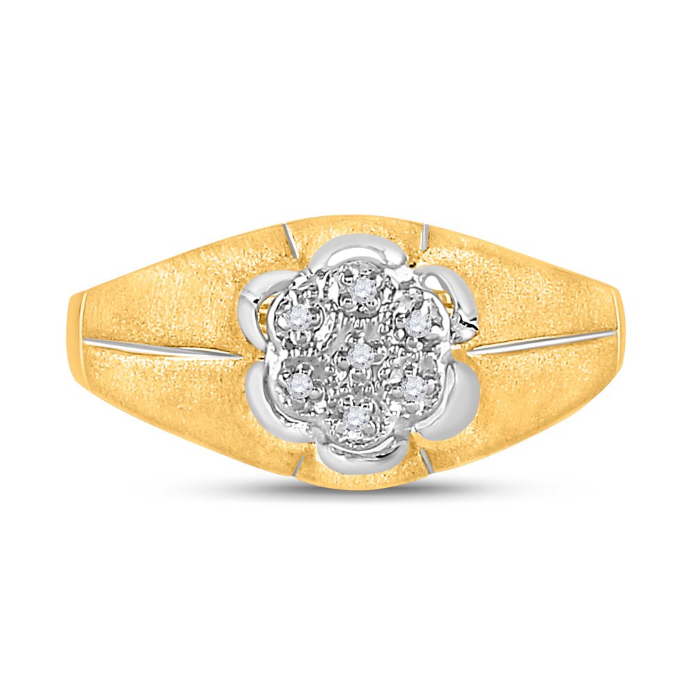10K Yellow Gold Round Diamond Mens Cluster Ring . 0.02 Cttw - Splendid Jewellery