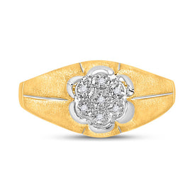 10K Yellow Gold Round Diamond Mens Cluster Ring . 0.02 Cttw - Splendid Jewellery