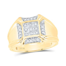Load image into Gallery viewer, 10K Yellow Gold Round Diamond Mens Cluster Ring 1/4 Cttw - Splendid Jewellery