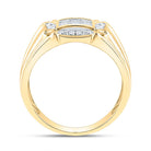 10K Yellow Gold Round Diamond Mens Cluster Ring 1/4 Cttw - Splendid Jewellery