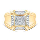10K Yellow Gold Round Diamond Mens Cluster Ring 1/4 Cttw - Splendid Jewellery